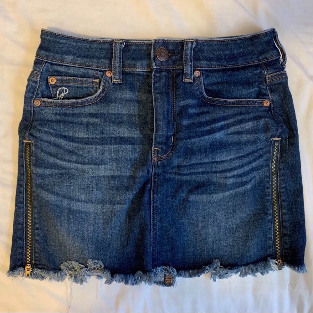 AE Denim High Rise Mini Skirt